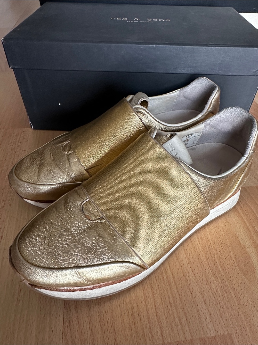 rag & bone Metallic Gold Slip-On Sneakers